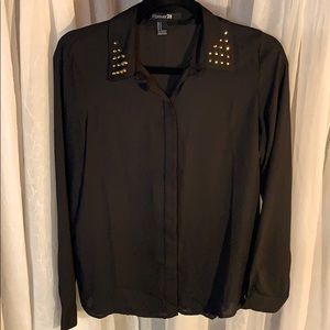 Forever 21; Black Top with Gold Spikes